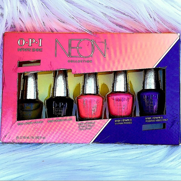 NEW OPI Mini Box Set of Neon Color Nail Polish Complete with Primer & Gloss Coat - Picture 12 of 13